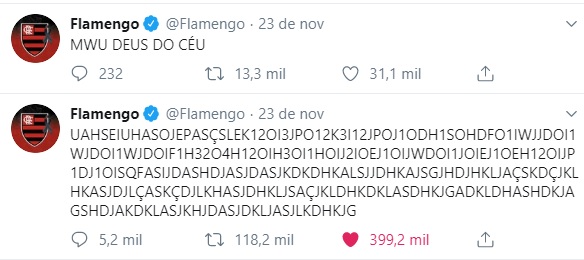 Twitter Oficial do Flamengo vai à loucura com 2º gol de Gabigol na final.