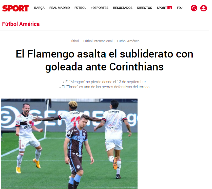 Goleada do Flamengo repercute na Europa